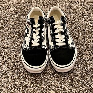Vans Old Skool Women’s 6.5 Black White Doodle Print Sneakers